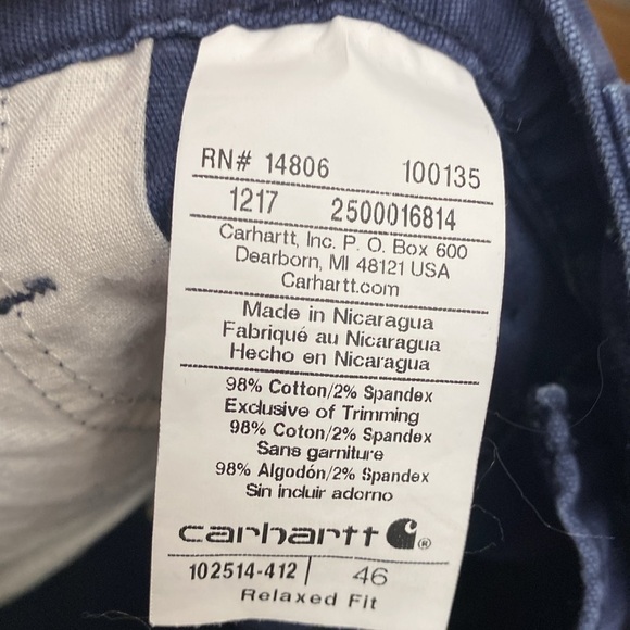 Carhartt men’s relax fit canvas shorts. Distressed Navy blue work shorts size 38 - Picture 10 of 13